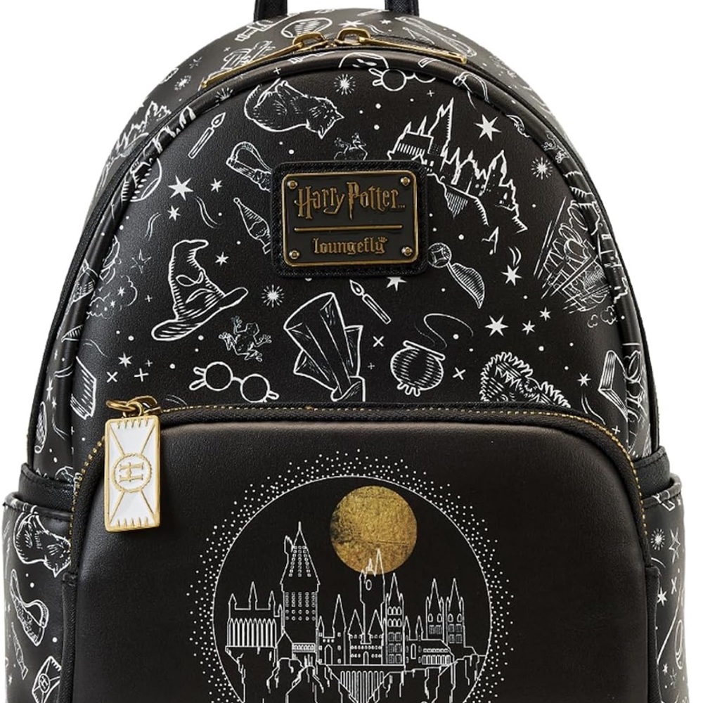 Loungefly Black and Gold Harry Potter Backpack